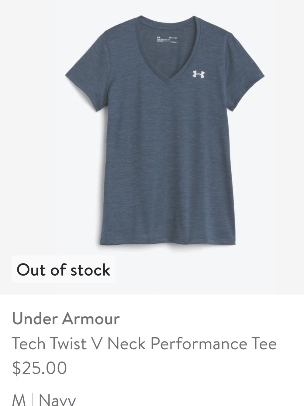 Under Armour Navy Tech Twist V-Neck Performance Tee